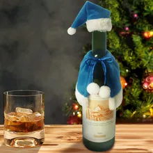 2 шт./компл. с голубыми рождественскими шаль бутылки вина Декор для ванной комнаты покрытие для бутылки в виде Санта-Клауса одежда праздничное Рождественское украшение для дома Украшение стола