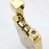 High-end Luxury Gold Brick Jet Metal Lighter Torch Turbo Grinding Wheel Butane Gas Lighters Flint Inflated Gasoline Oil Lighter ► Photo 3/6