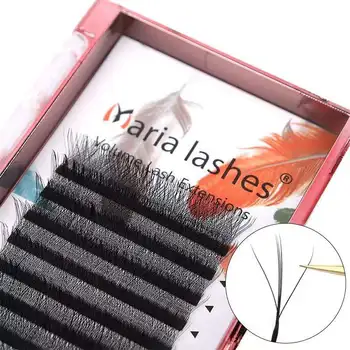 MARIA 3D 두꺼운 W 모양 속눈썹, 쉬운 선풍기, 5D 속눈썹 확장, 볼륨 도매, 12 줄 Y 스타일, 내추럴 소프트 로고, 뉴 페어리