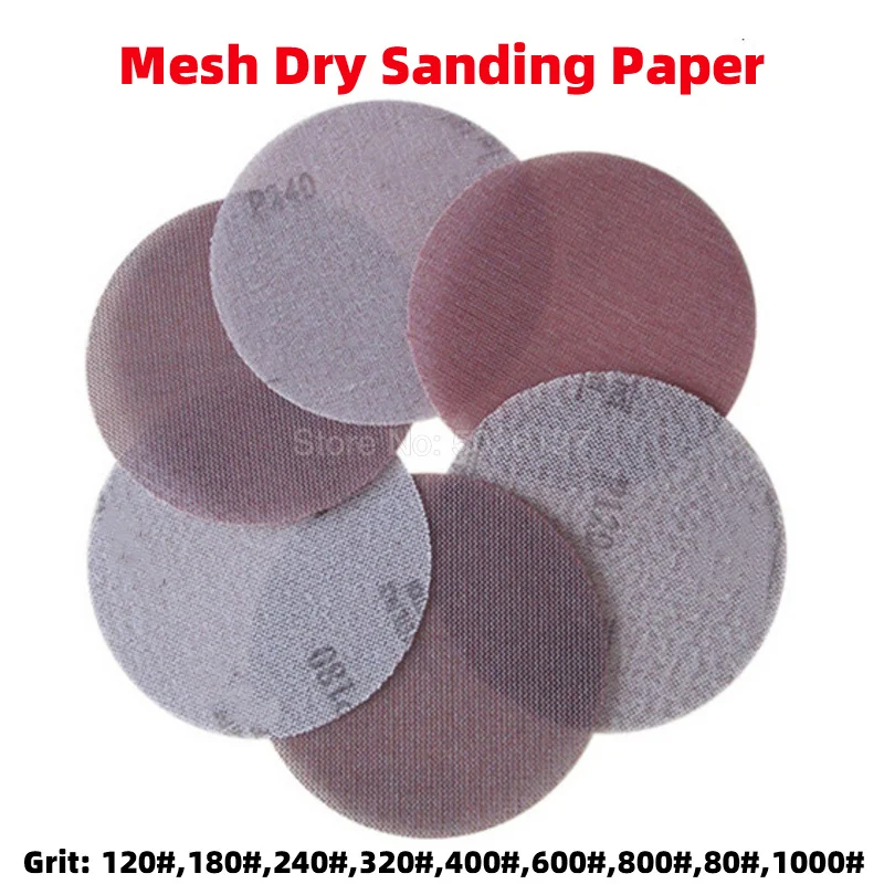 

1Pcs 5-Inch 125MM Dry Sand Meshes Round Sandpaper Discs Sheets Self-adhesive Paper Sander Power Tool Flocking Mesh Grit Hook