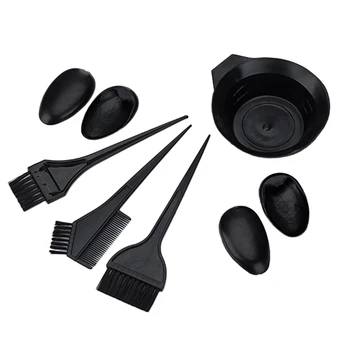 

6Pcs/set Professional Black Plastic Hairdressing Brushes Bowl Combo Salon Hair Color Kit Dye Hair Tint Tool Set