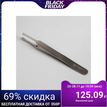 

Eyelash tweezers, beveled, 10.5 cm, silver color, 110