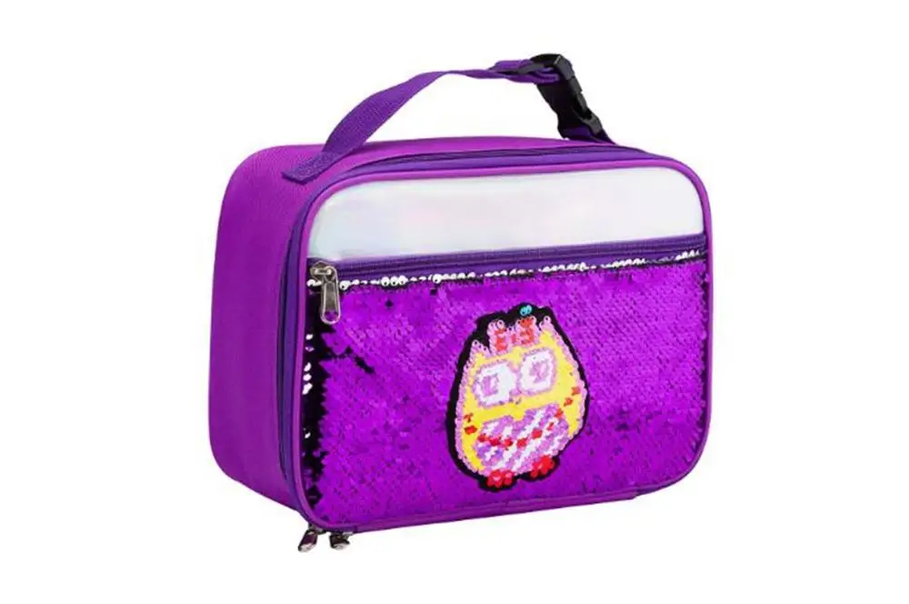 Детская Термосумка для пищи с блестками, органайзер для пищевых напитков, сумка-тоут, многоразовый для обеда, сумка-холодильник, Термосумка для детей и женщин - Цвет: Purple chick