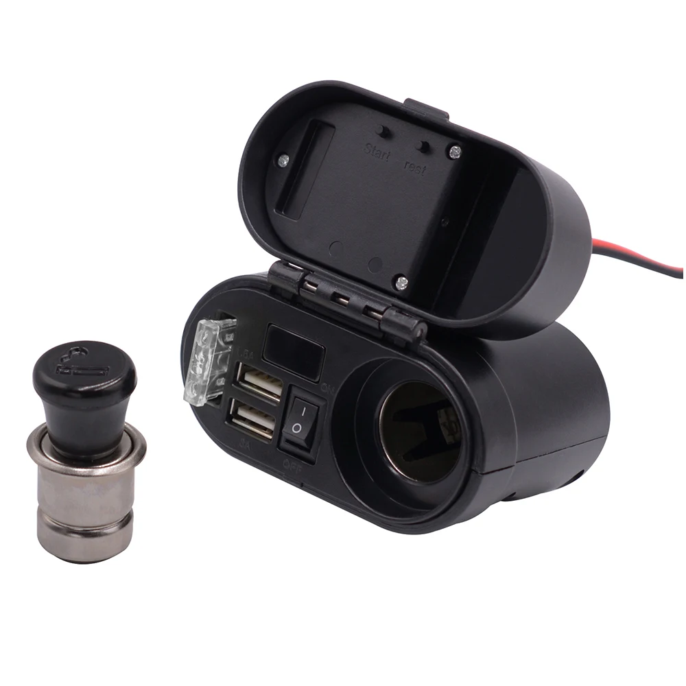 1 шт. 12 В/24 В мотоциклетная Зажигалка 3A Dual USB зарядное устройство для мобильного телефона с светодиодный+ Цифровой вольтметр электронный таймер
