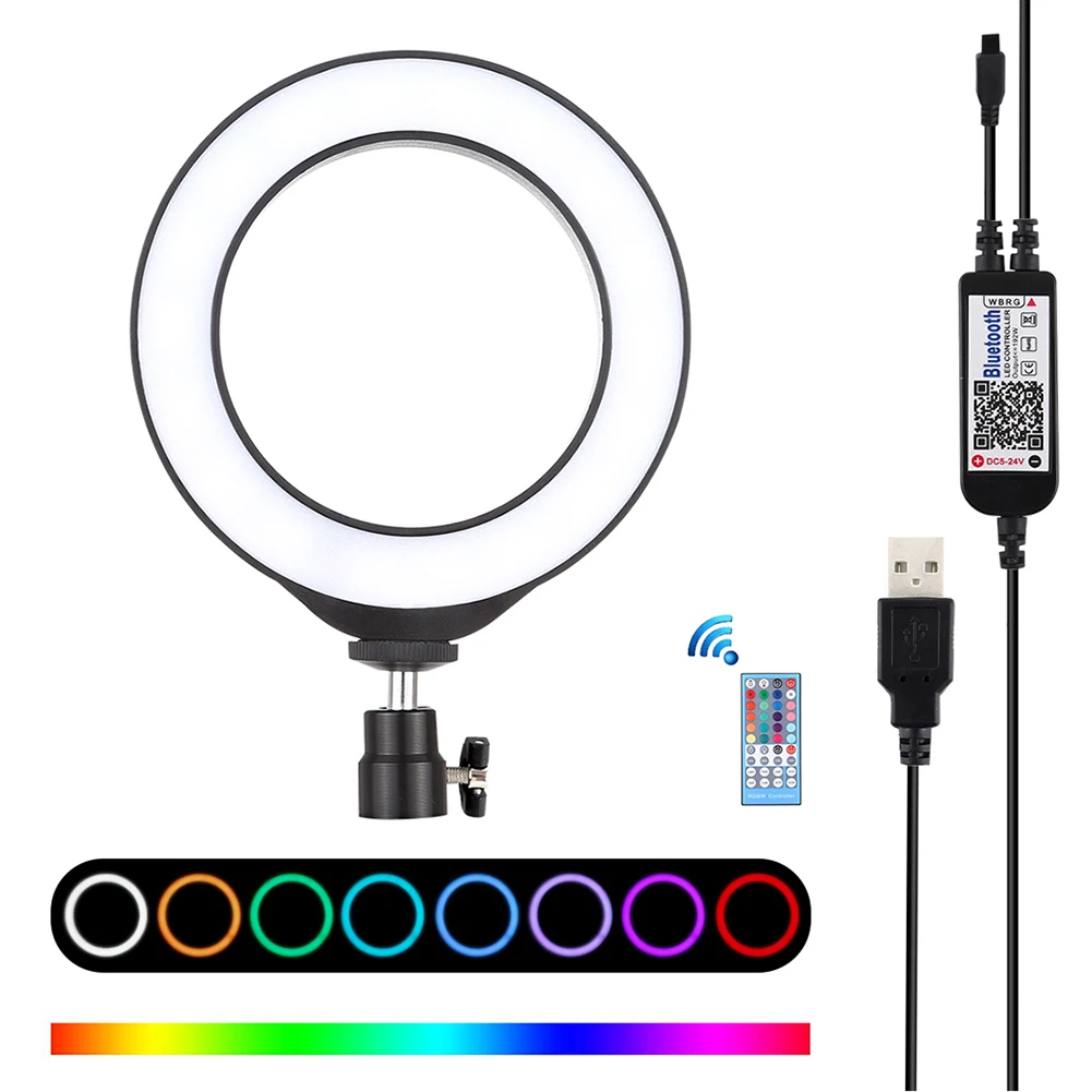 

10.2 inch 26cm USB RGBW Dimmable LED Ring Light Youtube Vlogging Photography Video Lights &Phone Clamp & Remote Control
