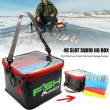 

Multifunctional 48 Slot Squid Jig Box EVA Bait Lure Hook Fishhook Storage Bucket Boat Bag Fishing Tackle Thickened Pesca Tools
