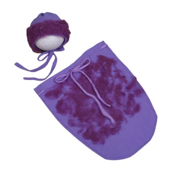 

Newborn Photography Props Baby Sleeping Bag Beanie Hat Infant Photo Shooting Kit L4MC