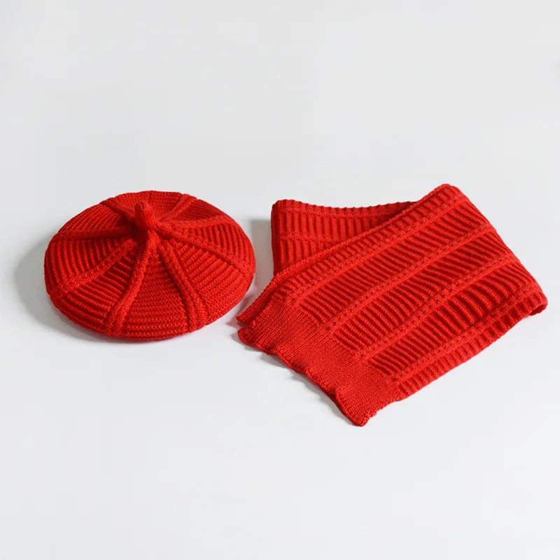 Шапка и шарф модная женская шапка шарф комплект Зимний теплый взрослый берет шапка Кепка шерстяные вязаные шапки Аксессуары для шарфа комплект из двух предметов