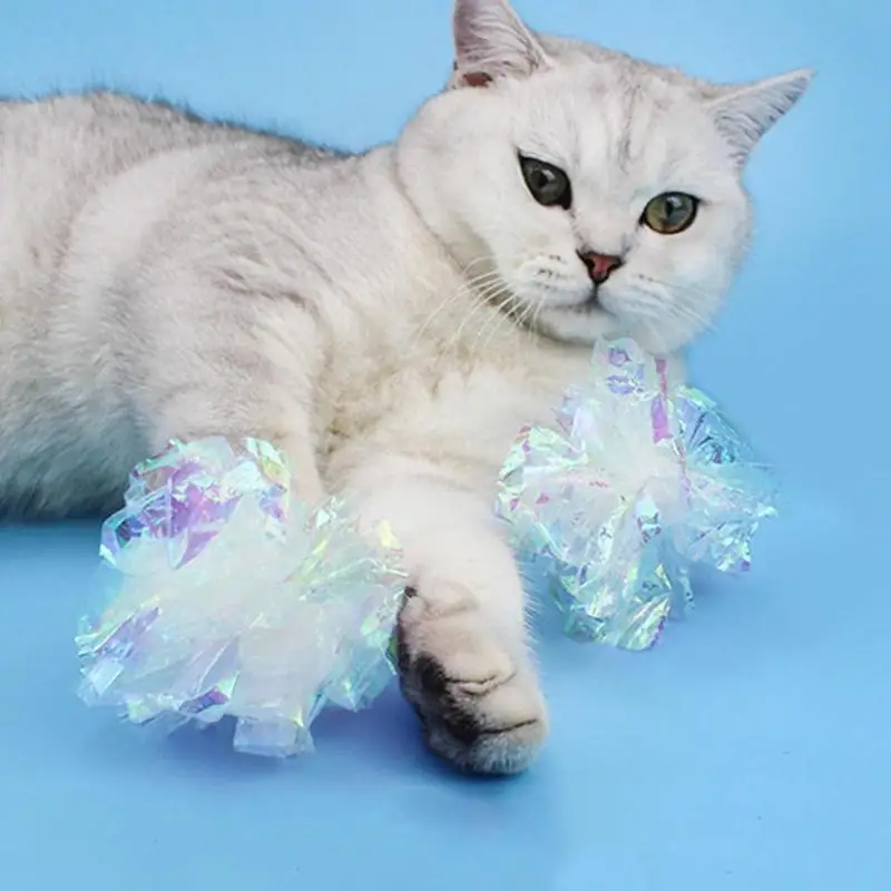 Crinkle Ball Cat Toy Interactive Sound Ball Scratch-resistant Cat Ball Pet Toy Slam Ball Colorful Paper Ball Katten Speelgoed