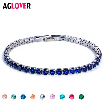 

AGLOVER Men And Women Fashion Zircon Bracelet Charm Colorful Shiny AAA Zircon Box Chain Bracelet Jewelry Couple Christmas Gift