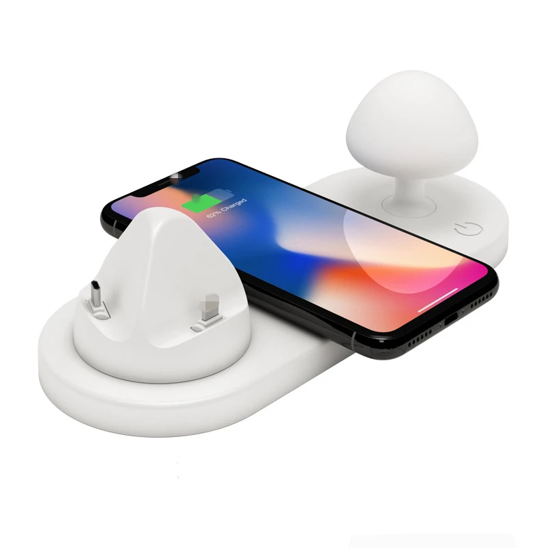 Настольное Беспроводное зарядное устройство Qi для iPhone Xs Max XR 8 Plus Быстрая зарядка для Smasung S9 Plus держатель подставки для телефона с грибной лампой