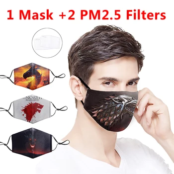 

3D Mask Game of Thrones Movie Printing Mask PM2.5 Filter Masks Washable Anti Dust Mask PM2.5 Filter Mouth-Muffle Protective Mask
