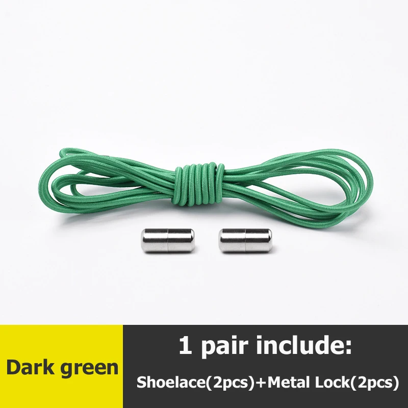 Новое поступление 1 пара шнурков без галстука эластичные фиксирующие круглые шнурки для шнурков для бега/триатлона - Цвет: Dark green