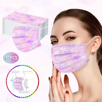 

50pc Adult Tie-dye Gradient Printed Three-layer Disposable For Women And Men Outdoor Proof Filter 2020 Large Stock Send Fast