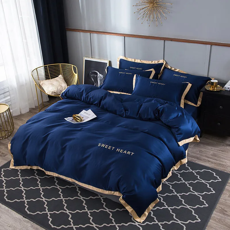 

HOT! 100% Pure Satin Silk Bedding Set Home Textile King Size Bed Set Bed Clothes Duvet Cover Flat Sheet Pillowcases Wholesale