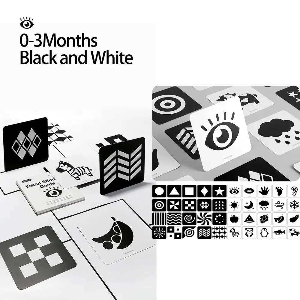 Beiens Baby Montessori Toys Pocket Flashcards for 0-36 Months Newborn Learning card Toys Children Early Educational Cognize Card