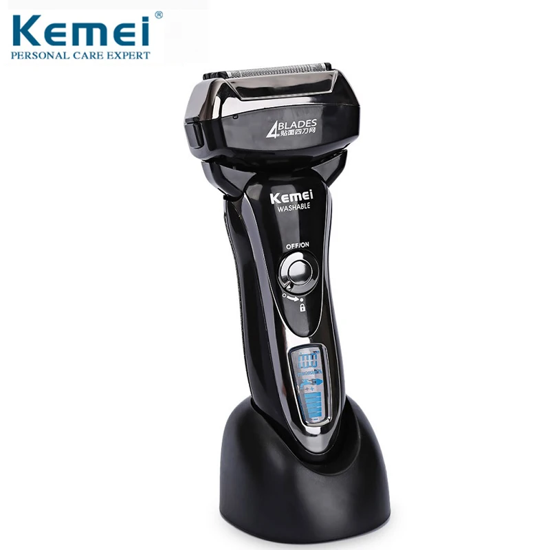 Kemei KM-5568 моющийся 4 лезвия возвратно-поступательный электробритва для мужчин
