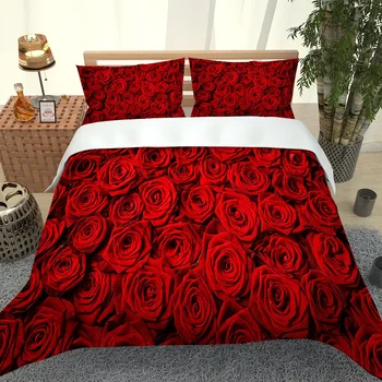 

2020 Hot Style Bedding Set 3d Digital Roses Pattern 2/3pcs Duvet Cover Set Single Twin Double Full Queen King Bedding