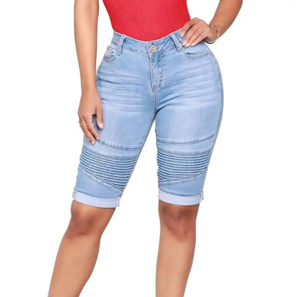 women's distressed denim bermuda shorts