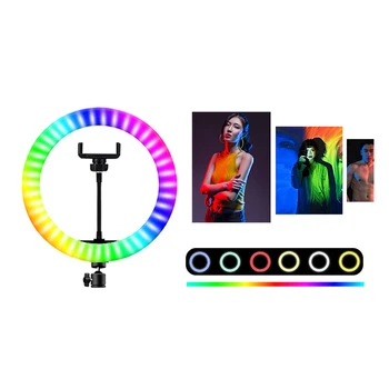 

Photography 20/26/33cm Mini RGB LED Selfie Ring Light RingLight with Phone Clip Photographic Lighting Phone Video Makeup Lamp