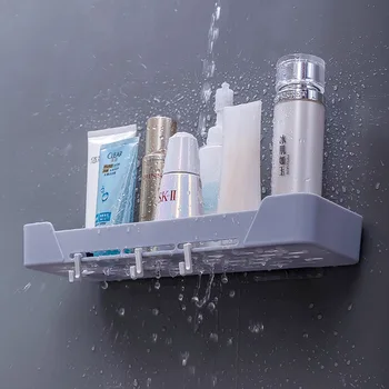 

Kitchen Bathroom Storage Suction Baskets Holders With 3 Hook Racks Easy Shower Shelves Home Storage Organizers