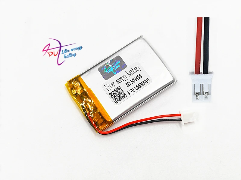 JST PH2.0 2pin 3 7 V 1000mAh 503450 литий полимерная LiPo аккумуляторная батарея для Mp3 DVD PAD Смарт