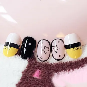 

Korean Fashion Round Pre Design Star Love Artificial Flash Nail Tips Medium Length DIY Manicure Decoration Fake Nail 24pcs/set