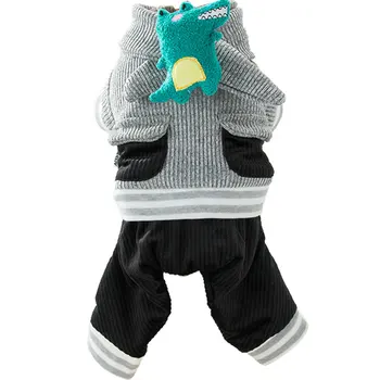

Cotton Small Puppy Dog Jumpsuits for Autumn and Winter Putwear Thickening Dinosaur Shaped Four Legs Dog Clothes Pet Clothing