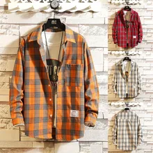 Модная мужская повседневная клетчатая футболка с длинным рукавом и отложным воротником, топы, блузы, рубашки Mannen Lange Mouwen Chemise Homme