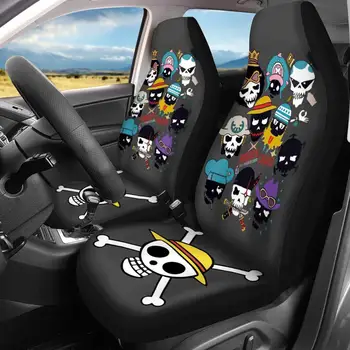 

HUGSIDEA 2 Pcs/Set Durable Car Seat Protector One Piece Straw Hat Pirates Print Cartoon Nonslip Soft Car Seat Covers For Car/Van