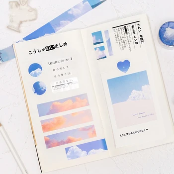 

VanYi 6 Designs Lovely Blue Sky Nightfall Creative Bullet Journaling Washi Tapes Scrapbooking DIY Decaration Masking Tapes