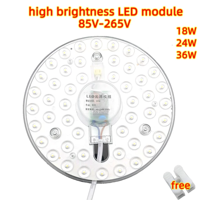Acheter LED plafonnier panneau lumineux Module lampe 36W 24W 18W économie  d'énergie 220V rond plafonnier panneau lumière intérieure applique lumière