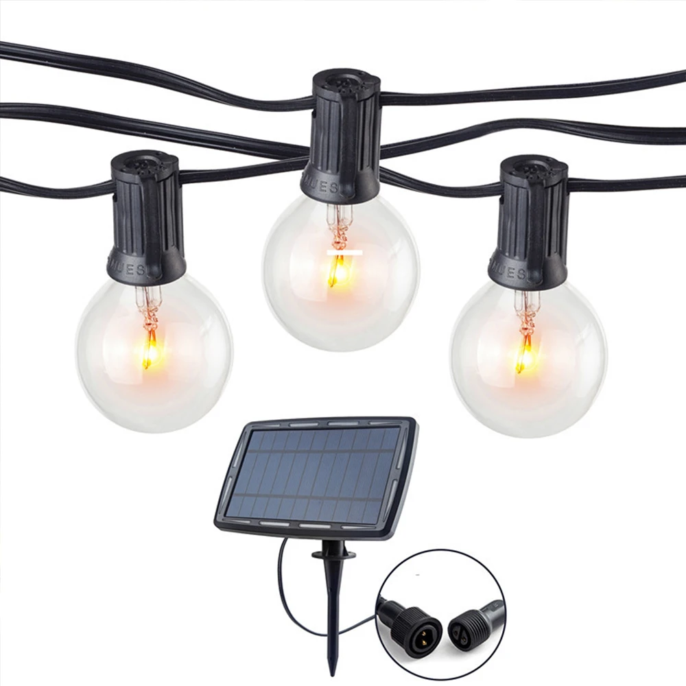

G40 Globe Solar String Lights 15 / 25 LED Bulbs Warm Toned Holiday Light Outdoor Waterproof Decor For Outdoor Patio Yard Party