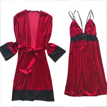 Сексуальный женский халат и платье, комплекты, кружевной халат+ ночная сорочка, 2 предмета, одежда для сна, осенний женский комплект для сна, фланелевый халат, женское белье