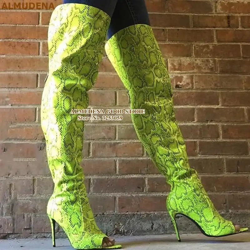 lime green over the knee boots