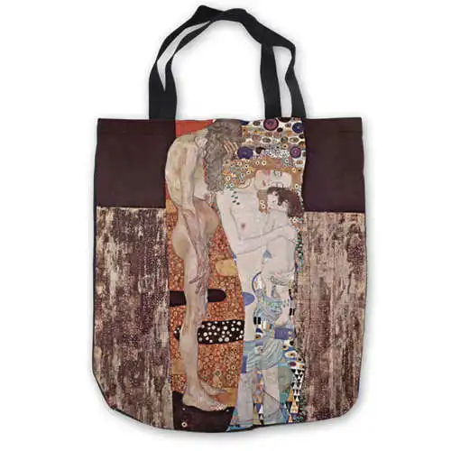 Tote Bags Пользовательские холст Gustav_Klimt_(1) сумка сумки повседневная хозяйственная сумка пляжные сумки Складная 180911-02-15 - Цвет: Tote Bags