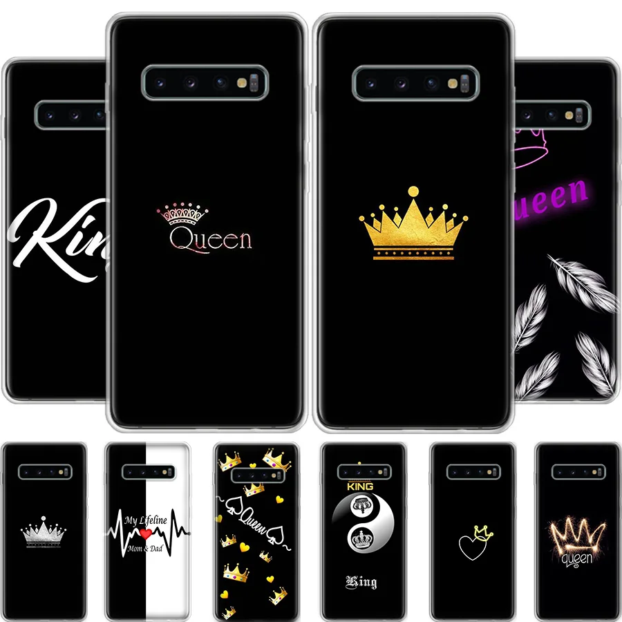 

King and Queen Phone Case For Samsung Galaxy S7 S8 S9 S10 S20 NOTE 8 9 10 J4 J6 PLUS LITE Ultra Cover Soft Silicone TPU