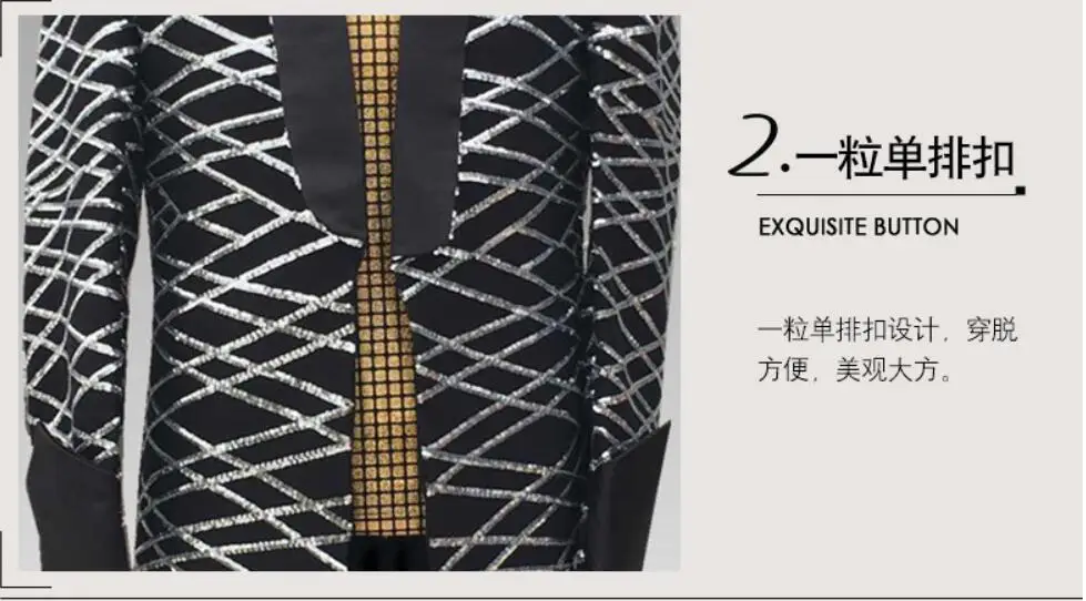 S-6XL!Manufacturers direct bar and nightclub DS punk male singer checkered long sequined suit dress
