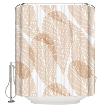 

Abstract Orange Leaf Seamless Pattern Bathroom Shower Curtain Set with Hooks