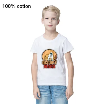 

2020 Occupy Mars Space X children boy tee shirts Camiseta Crewneck Casual For Male Free Shipping Small Size Tshirt 100% Cotton
