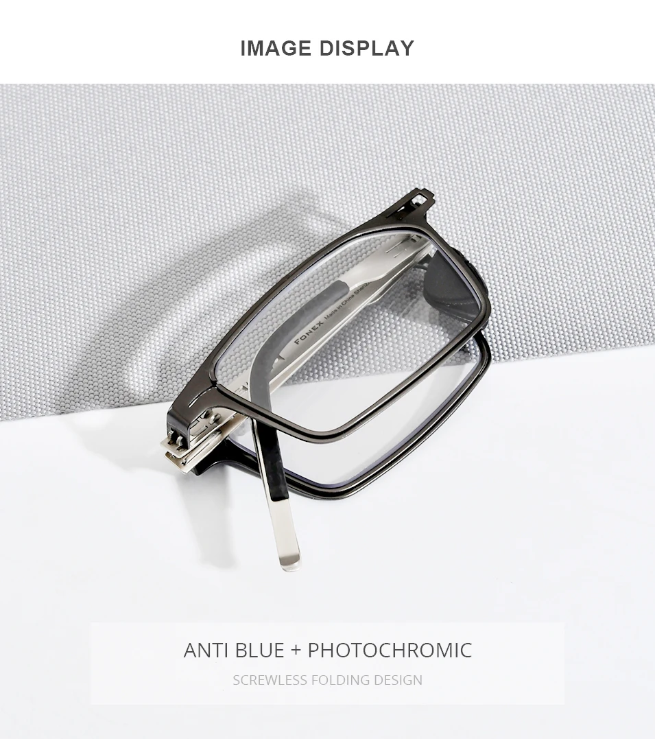 Fonex Photochromic Gray Anti Blue Blocking Folding Reading Glasses 