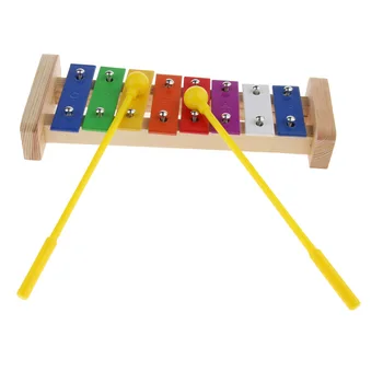 

Multicolor 8 Note Xylophone with 2 Wooden Mallets for Toddlers Kids Early Musical Development Toy