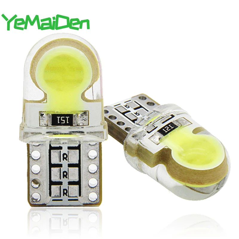 

T10 LED COB Interior Reading Light 12V 7000K White 5W5 W5W COB LED Bulb Car Clearance Wedge Side Plate License Lamp Silicone 194