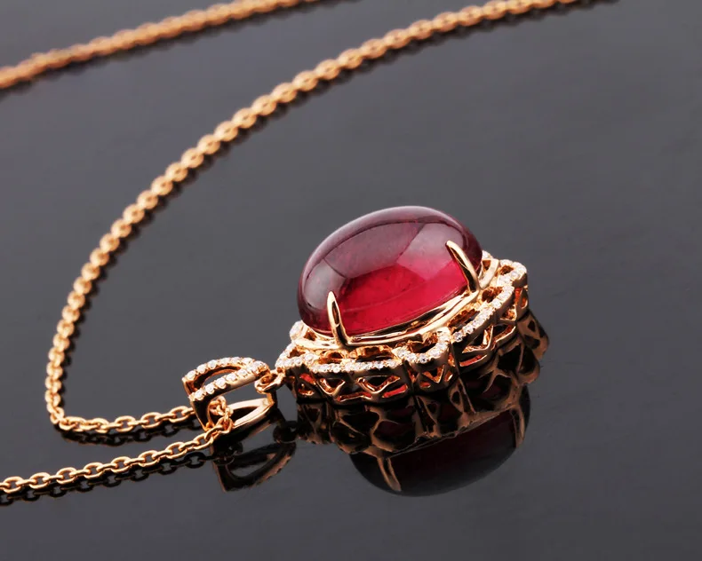Старинный Рубин Подвеска из драгоценного камня для женщин 14 к розовое золото циркон бразильский красный турмалиновая подвеска S925 серебро