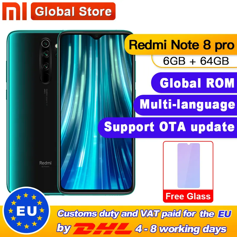 Смартфон Xiaomi Redmi Note 8 pro 6 ГБ 64 MTK Helio G90T 53 дюймов мп четырехъядерный аккумулятор 4500
