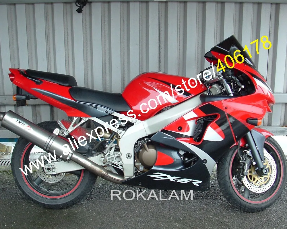 

Для Kawasaki NINJA ZX6R 98 99 ZX 6R 636 ZX-6R ZX636 ZX-636 1998 1999 98-99 Красный Черный Бесплатный индивидуальный комплект обтекателей
