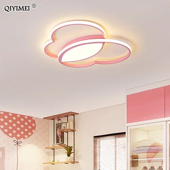 

LED Chandelier Lighting For Living Room Bedroom Pink Blue Butterfly Iron Chandelier Light For Children Kids Boys Girls Luminaria