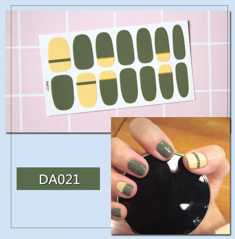 1 лист, наклейки для дизайна ногтей, смешанный дизайн, самоклеющиеся обертывания, полное покрытие, сделай сам, наклейка s, 3D, маникюр, украшение, блестящие Типсы, наклейка для девочки - Color: DA021