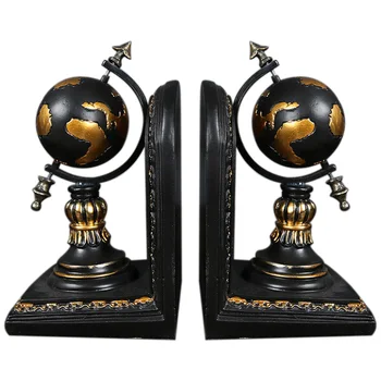 

American Globe Bookend Resin Figurines Retro Globe Book Stand Model Miniature Ornaments Creative Handicrafts Household Decor