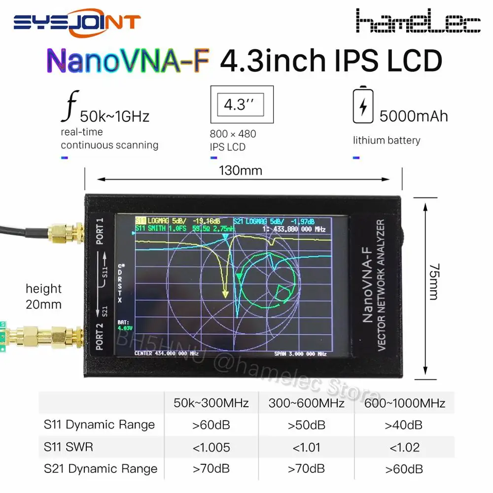 

NanoVNA-F VNA SWR Meter VHF UHF Antenna Analyzer + 4.3 IPS LCD + Metal Case